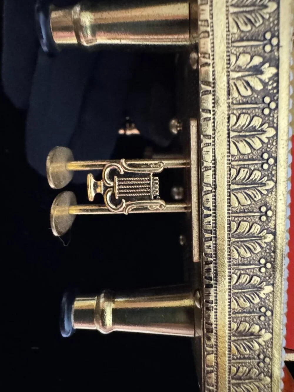 VTG Reuge Austria Ornate Gilded Brass Piano Needle Point Petite Top